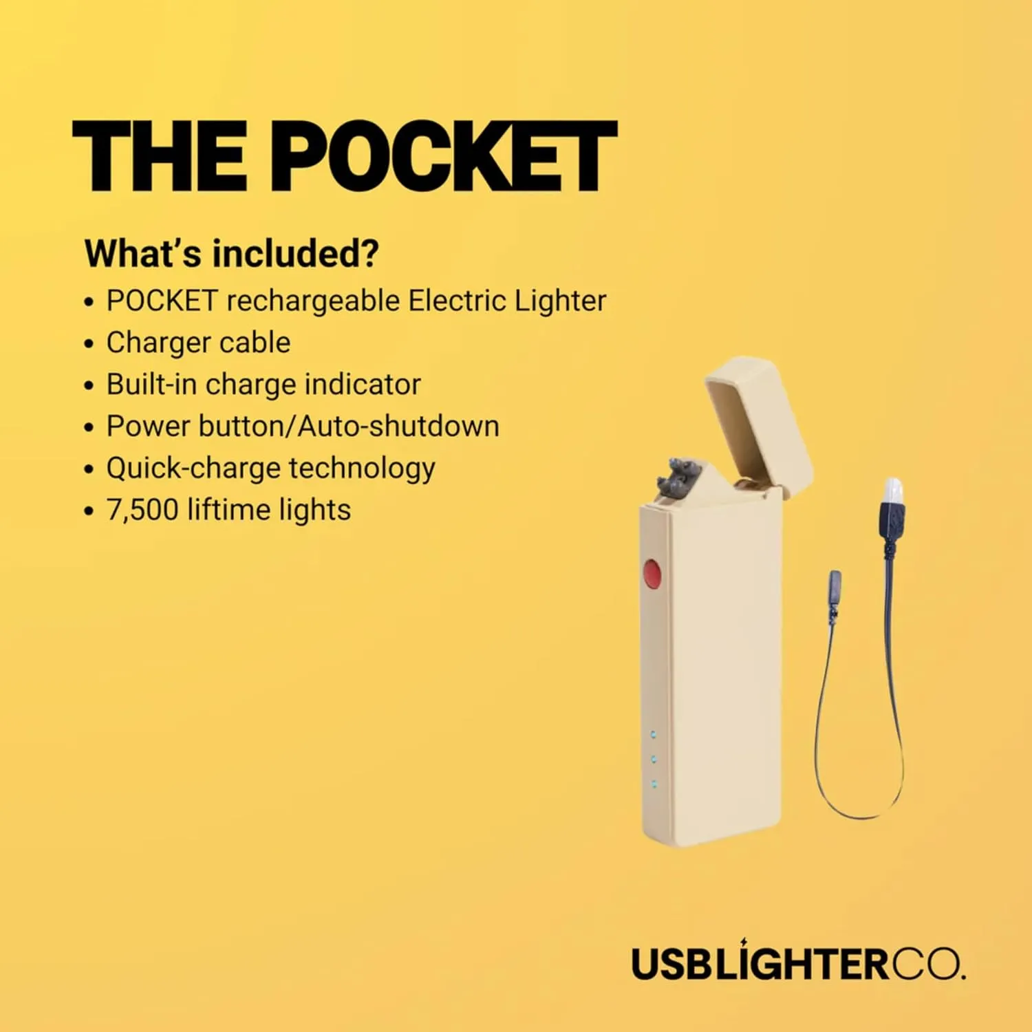 USB Lighter Co. Pocket Electric Dual Arc Windproof Flameless USB Rechargeable Lighter Portable for Candle Camping BBQ Grill Gift Outdoors (Gold)