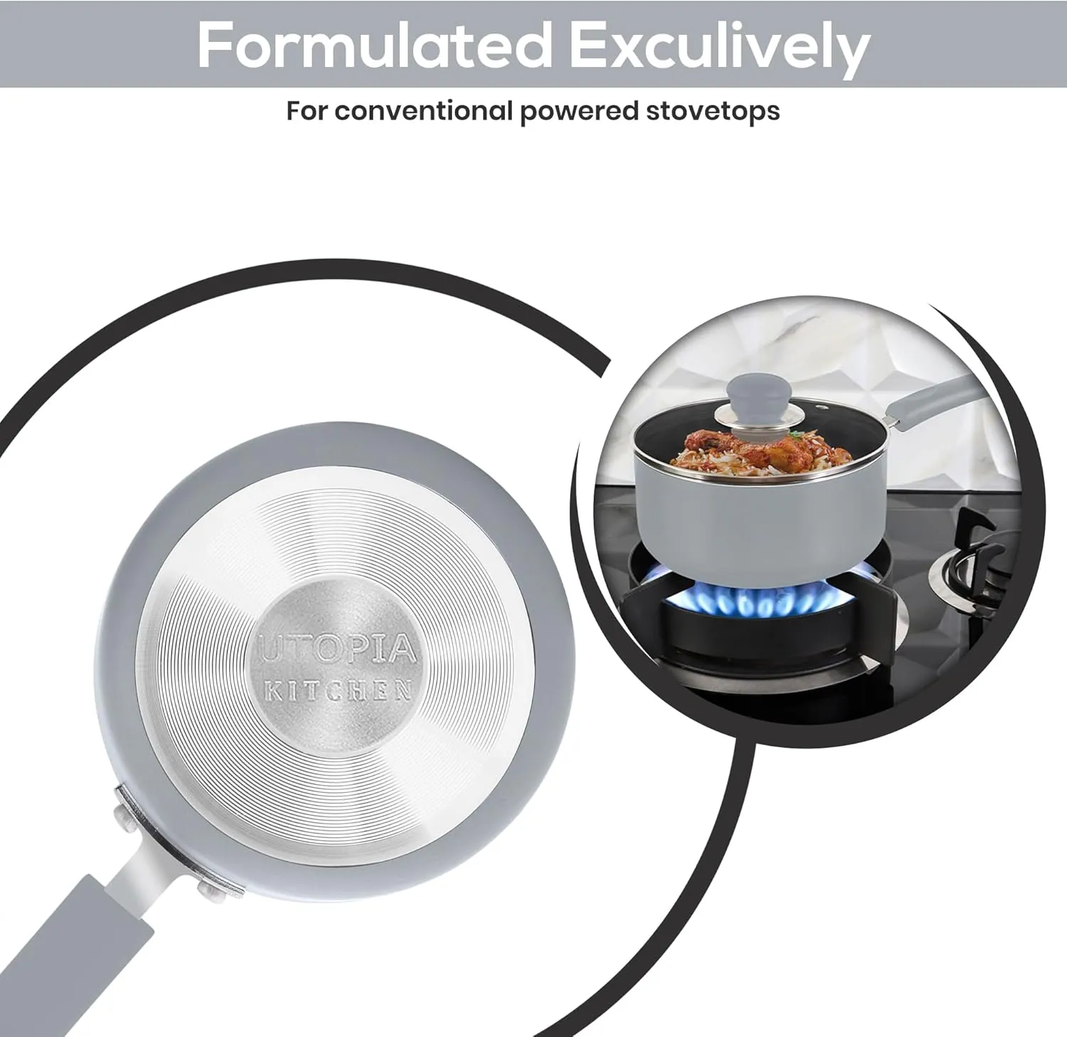 Utopia Kitchen Nonstick Saucepan Set with Lid, 1 Quart and 2 Quarts Multipurpose Pots Set for Home Kitchen or Restaurant (Silver-Black)
