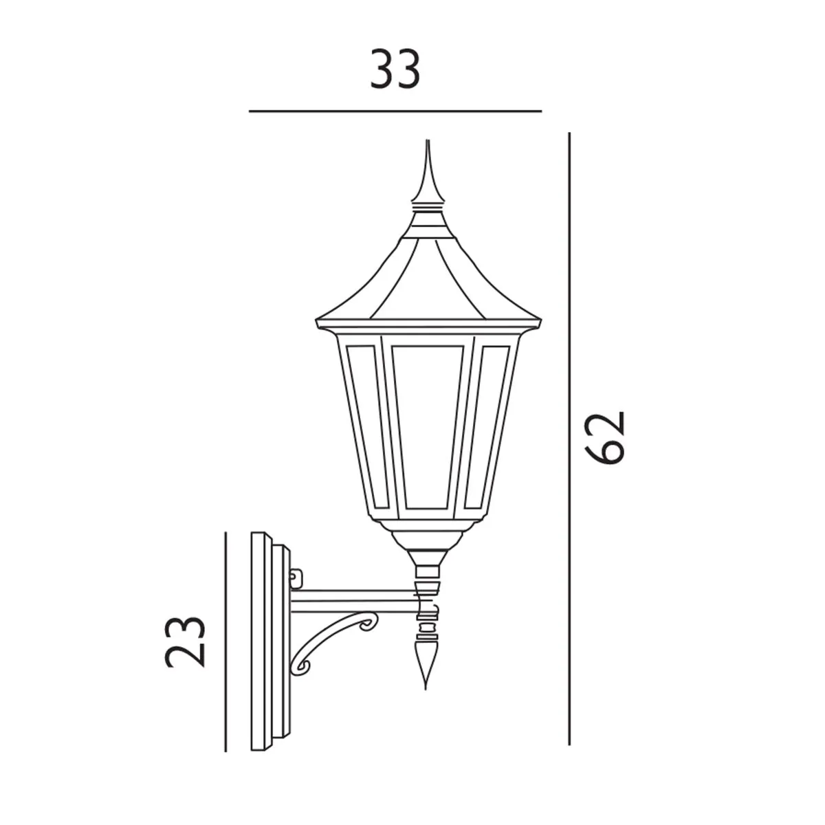 Valencia 1 Light Up Lantern  | Black