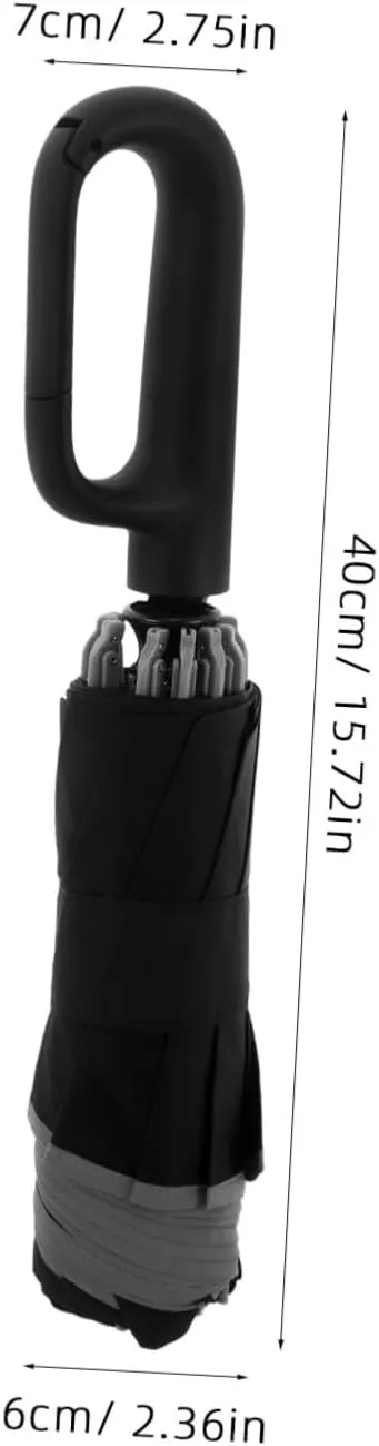 VALICLUD Travel Umbrella with Carabiner Handle Compact Windproof Design for Rain Automatic Open Close Reflective