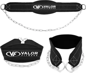 Valor Fitness Dip Belt - Weight Belt with Chain Weight Lifting Chains for Weighted Dips and Pull Ups, Black, DB-1, One Size