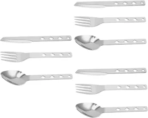 VANZACK 3 Sets Silverware Set Stainless Steel Cutlery Folding Camping Cookware Outdoor Tableware Portable Dinnerware