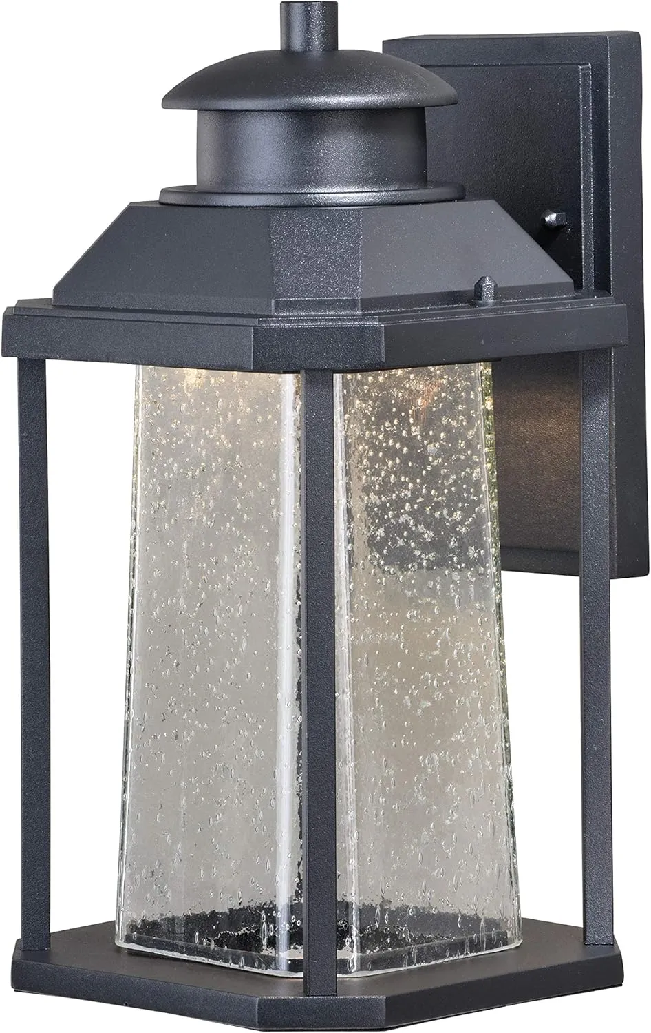 VAXCEL Freeport Aluminum 1 Light LED Dusk to Dawn Black Outdoor Wall Lantern Clear Glass