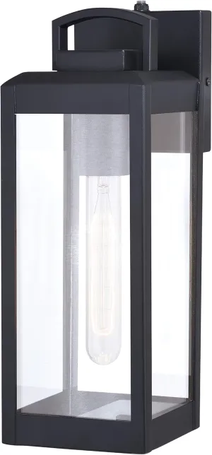 VAXCEL Kinzie Outdoor Porch Light, 5" W x 14.25" H Black Outdoor Lantern, Modern Dusk to Dawn Wall Light for Porch, Patio, Deck, or Front Door