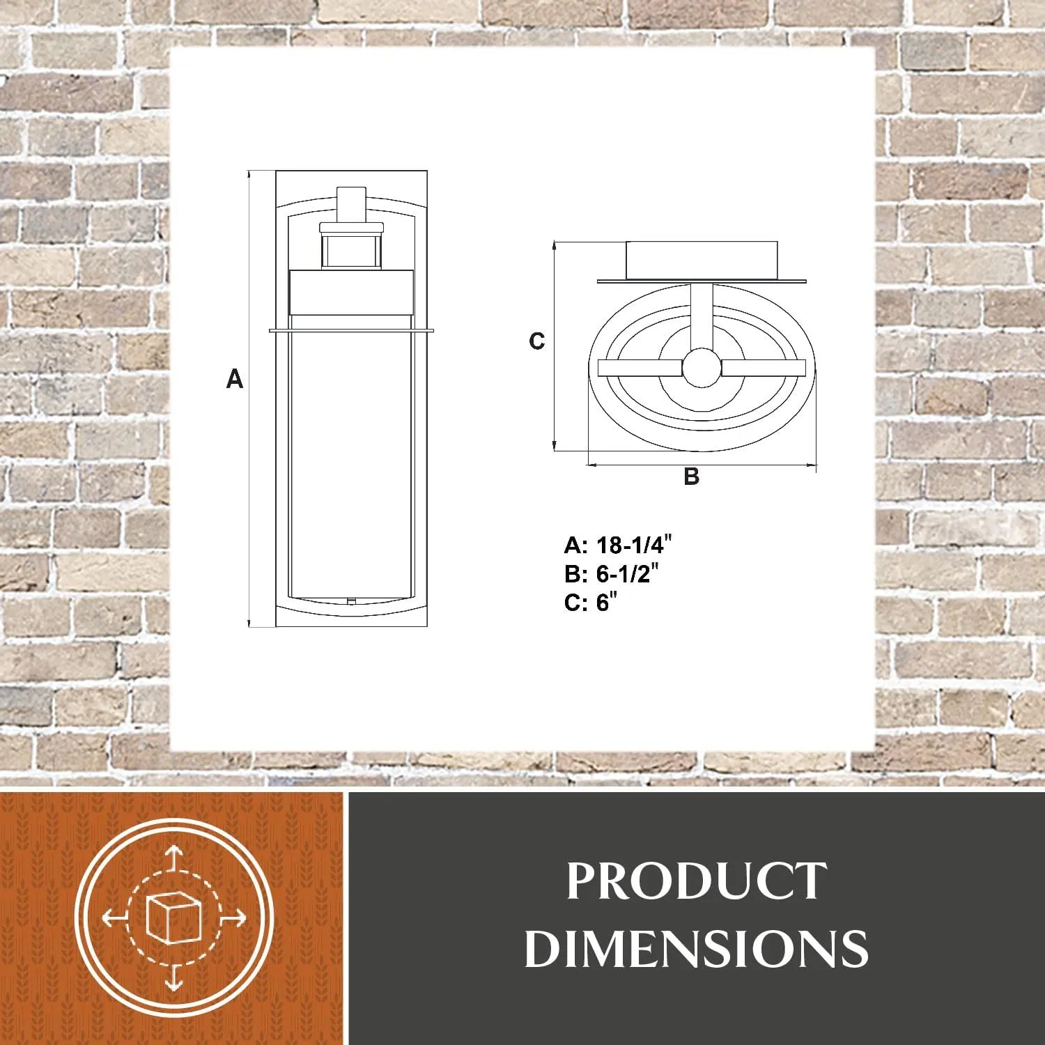VAXCEL Logan Modern Cylinder LED Motion Sensor Dusk to Dawn Wall Light for Porch or Patio, Outdoor Wall Lantern with 180-Degree Motion Sensor, 6.5" W x 18.25" H x 6" D, Bronze