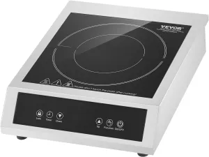 VEVOR Portable Commercial Cooktop, 3500W Induction Burner with 11 Temperature Settings, Stainless Steel Countertop Induction Hot Plate with 3H Timer, Child Lock, for Restaurant Cooking