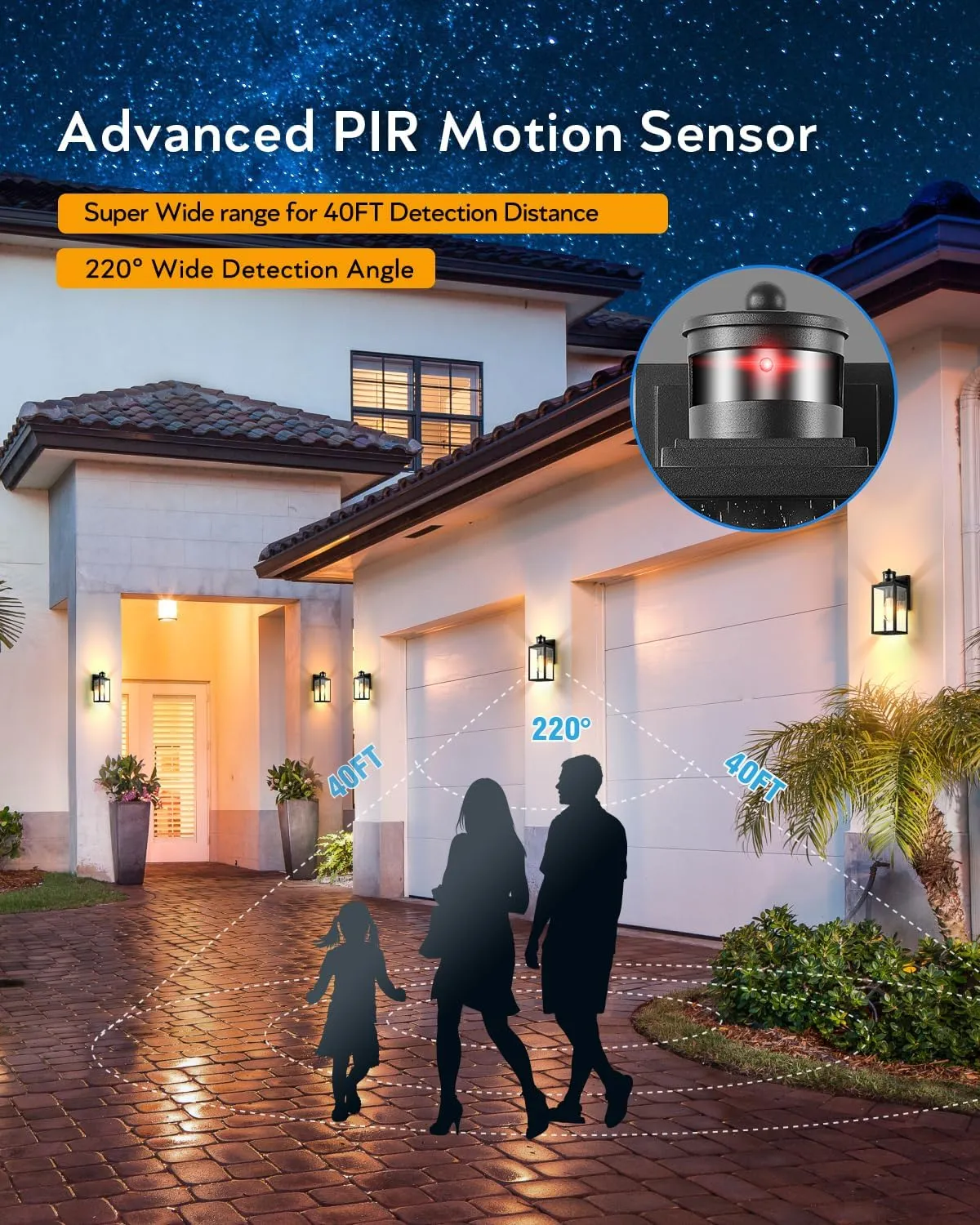 VIANIS 2 Pack Motion Sensor Outdoor Wall Lights, Matte Black Outside Lighting Fixtures for House, Exterior Porch Lights Wall Mount Sconce, Waterproof Dusk Dawn Sensor Coach Lanterns Outdoor Wall Lamps
