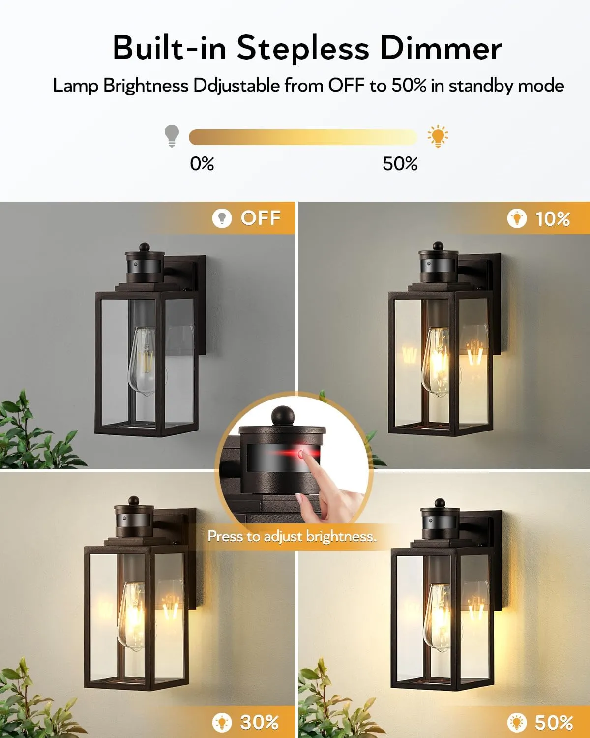 VIANIS 2 Pack Outdoor Wall Lantern, Motion Sensor Porch Light for Entryway, Oil Rubbed Bronze Dusk to Dawn Outdoor Garage Lighting Fixtures Wall Mount, Waterproof Exterior Front Door Sconce Lamps
