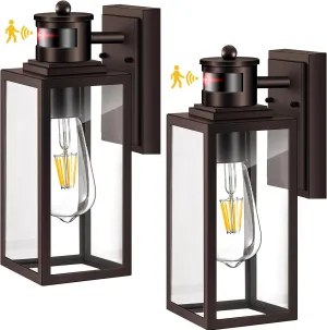 VIANIS 2 Pack Outdoor Wall Lantern, Motion Sensor Porch Light for Entryway, Oil Rubbed Bronze Dusk to Dawn Outdoor Garage Lighting Fixtures Wall Mount, Waterproof Exterior Front Door Sconce Lamps