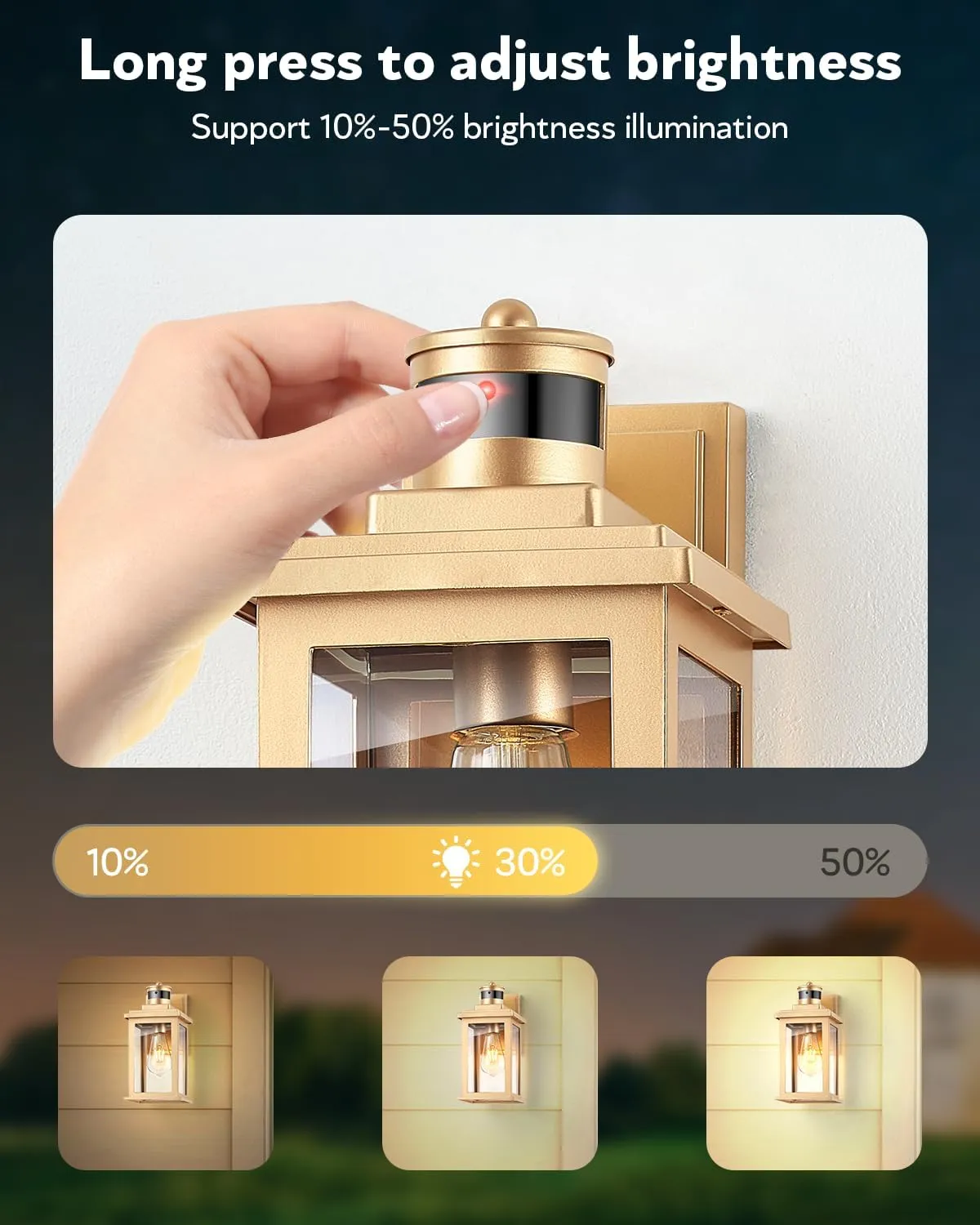 VIANIS Motion Sensor Exterior Lights for House, Dusk to Dawn Outdoor Light Fixture Lantern, Gold Waterproof Outdoor Motion Sensor Light for House, Doorway, Entryway, Garden, Anti-Rust