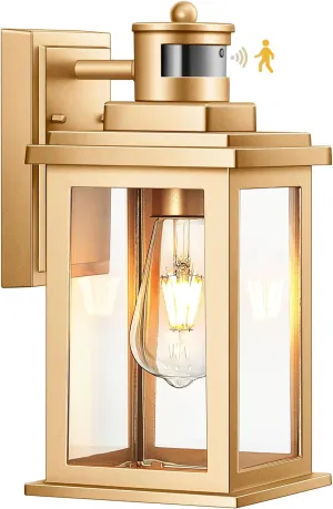 VIANIS Motion Sensor Exterior Lights for House, Dusk to Dawn Outdoor Light Fixture Lantern, Gold Waterproof Outdoor Motion Sensor Light for House, Doorway, Entryway, Garden, Anti-Rust