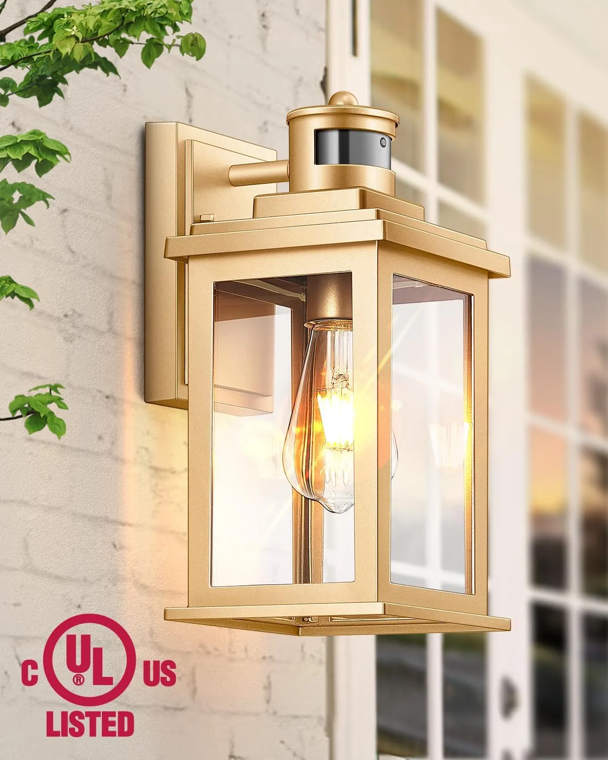 VIANIS Motion Sensor Exterior Lights for House, Dusk to Dawn Outdoor Light Fixture Lantern, Gold Waterproof Outdoor Motion Sensor Light for House, Doorway, Entryway, Garden, Anti-Rust