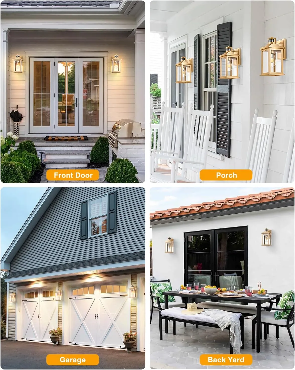VIANIS Motion Sensor Exterior Lights for House, Dusk to Dawn Outdoor Light Fixture Lantern, Gold Waterproof Outdoor Motion Sensor Light for House, Doorway, Entryway, Garden, Anti-Rust