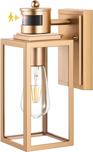 VIANIS Motion Sensor Outdoor Lights, Gold Exterior Lighting Fixtures for House, Modern Dusk to Dawn Outdoor Porch Lights Wall Mount Lantern, Anti-Rust Waterproof Outdoor Wall Sconces for Garage, Coach