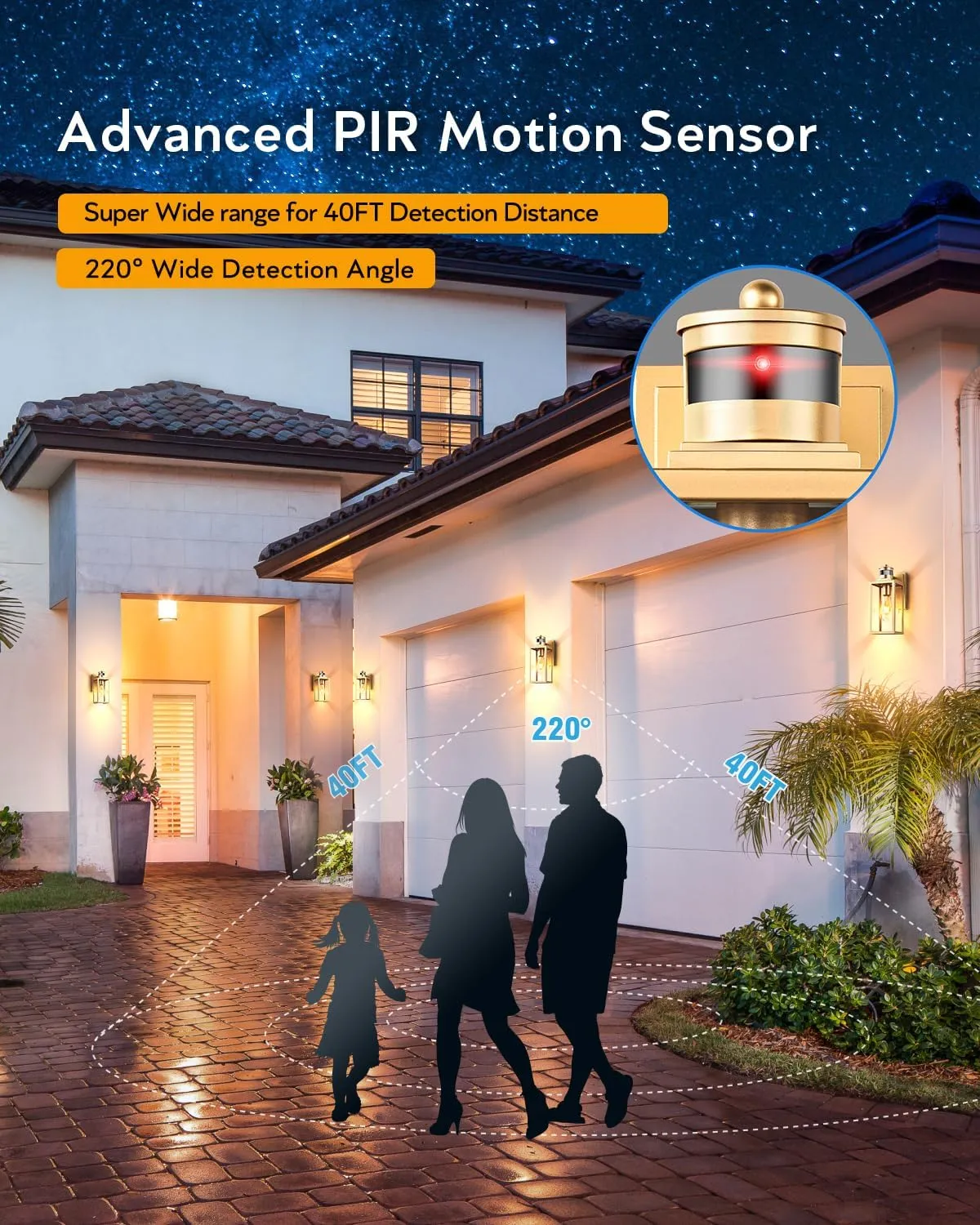 VIANIS Motion Sensor Outdoor Lights, Gold Exterior Lighting Fixtures for House, Modern Dusk to Dawn Outdoor Porch Lights Wall Mount Lantern, Anti-Rust Waterproof Outdoor Wall Sconces for Garage, Coach