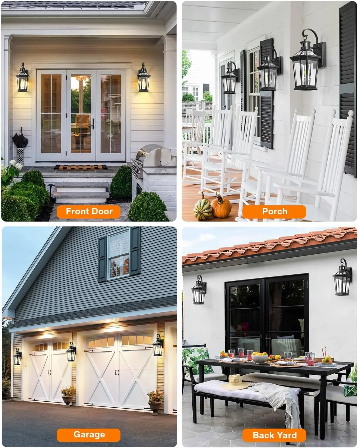VIANIS Motion Sensor Outdoor Wall Lantern, Black Waterproof Dusk to Dawn LED Exterior Wall Sconce, Anti-Rust Aluminum Modern Outside Porch Light Wall Mount for House, Garage, Entryway 2 Pack