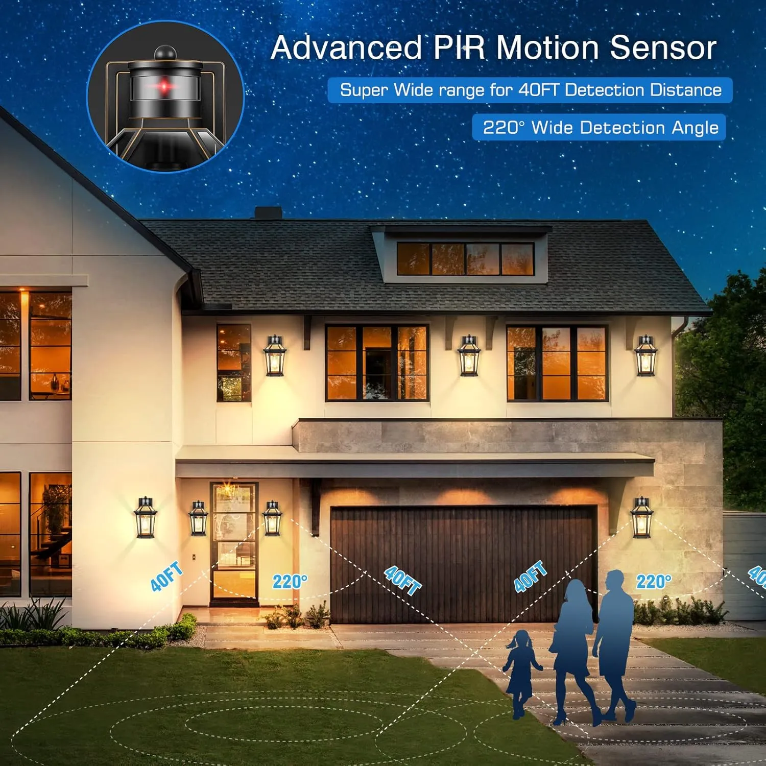 VIANIS Motion Sensor Outdoor Wall Lantern
