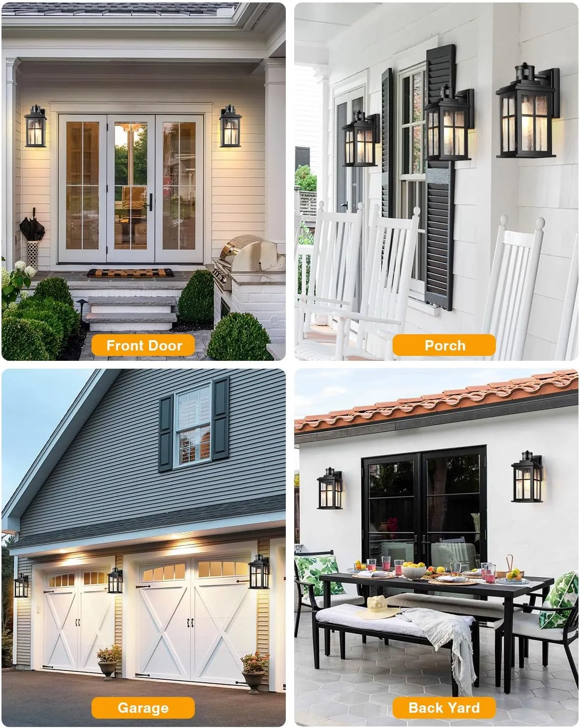 VIANIS Motion Sensor Porch Lights Outdoor, 2 Pack Black Exterior Lighting Fixtures for House, Waterproof Outdoor Wall Sconce Wall Mount, Modern Outside Wall Lantern with Dusk to Dawn for Garage, Patio