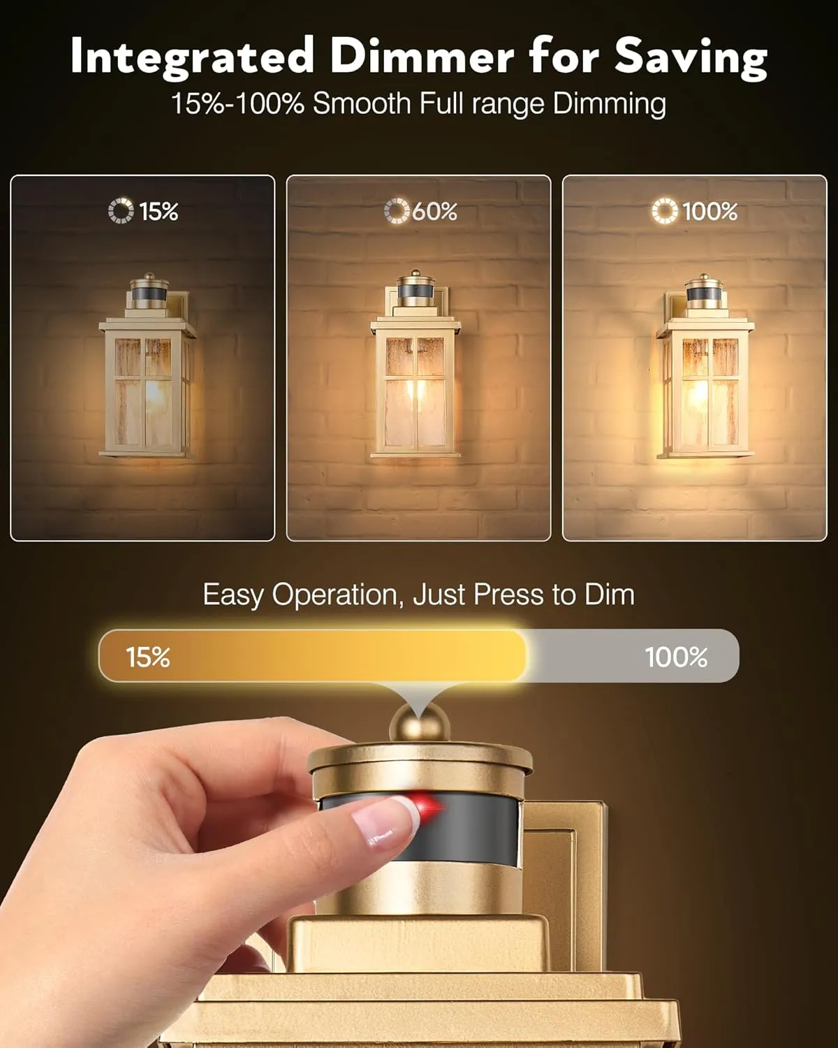 VIANIS Motion Sensor Porch Lights Outdoor, Gold Dusk To Dawn Outside Light Fixtures for House, Modern Exterior Garage Lights Wall Mount Sconce for Front Door Patio with Tempered Seeded Glass Anti-Rust