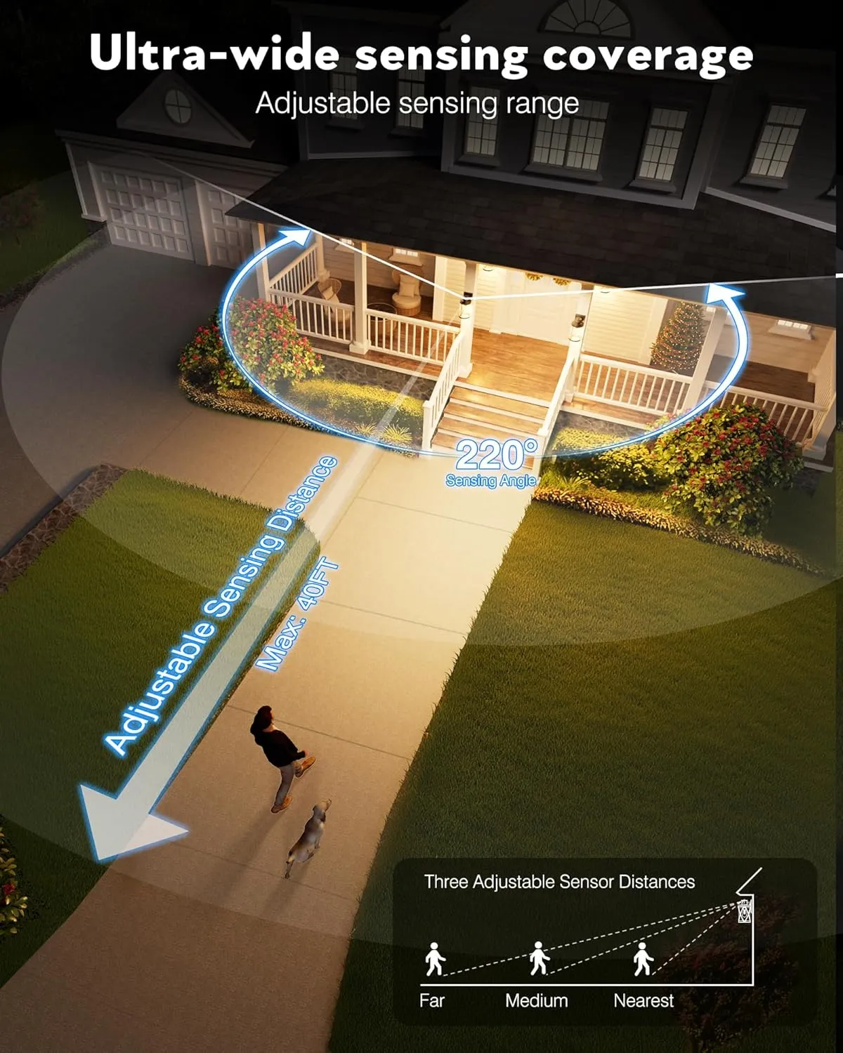 VIANIS Motion Sensor Porch Lights Outdoor, Gold Dusk To Dawn Outside Light Fixtures for House, Modern Exterior Garage Lights Wall Mount Sconce for Front Door Patio with Tempered Seeded Glass Anti-Rust