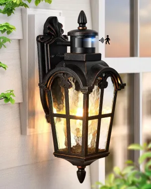VIANIS Outdoor Motion Sensor Light, Oil Rubbed Bronze Porch Lights Outside Lantern, 16.4" H Dusk to Dawn Outdoor Lighting, 100% Aluminum Exterior Lighting Fixtures for House, Garden, Patio