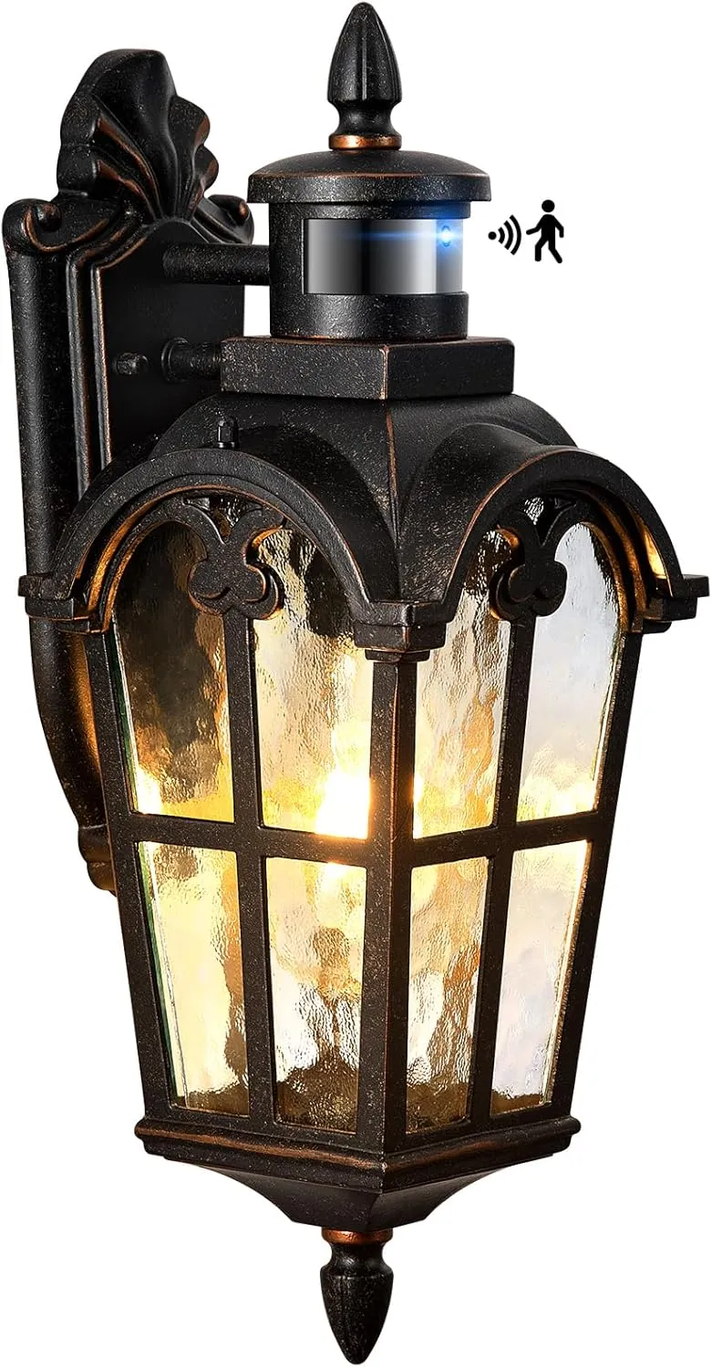 VIANIS Outdoor Motion Sensor Light, Oil Rubbed Bronze Porch Lights Outside Lantern, 16.4" H Dusk to Dawn Outdoor Lighting, 100% Aluminum Exterior Lighting Fixtures for House, Garden, Patio