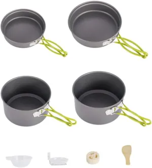 VICASKY 1 Set Portable Camping Cooking Nonstick Picnic Cookware Kit for Outdoor Cooking Includes Pan Frying Pan Bowls Soup Spoon Spatula for Hiking and Fishing