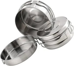 VICASKY 4-Piece Camping Cooking Set Stainless Steel Pot Pan Long Handle Picnic Utensils for Outdoor