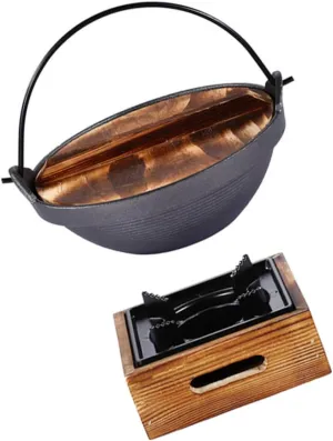 VICASKY Camping Cookware Cast Non Stick Japanese Sukiyaki Boiler with Furnace for Outdoor Cooking Family Gatherings and Picnics Durable Household Cooking Pot