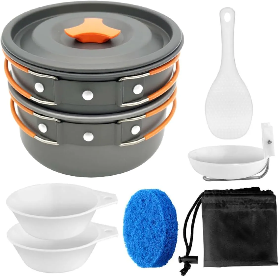 VICASKY Portable Camping Cookware Lightweight Anodized Pots Frying Pan with Insulated Handles for Outdoor