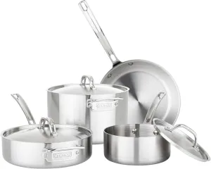 Viking 5-Ply Pots and Pans Set, 7 Piece Stainless Steel Kitchen Cookware, Silver