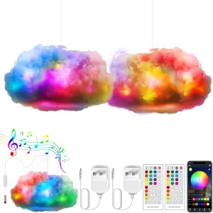 ViLSOM LED Cloud Light, 2pcs RGB Cloud Lights With IC Remote and APP Control, Cool Sync Music Color Changing for Bedroom Ceiling, Adults and Kids Modern Home Decorations