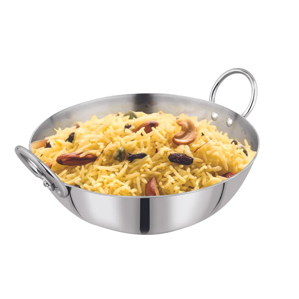 Vinod – Claro Heavy Gauge Stainless Steel Plain Kadai, 2.5 mm, Capacity 800 ml, (18cm)