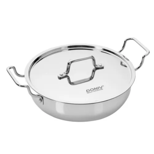 Vinod – Doniv 3 Piece Majestic Sandwich Bottom Cookware Set, 1 Piece Kadhai with Lid 24 cms, 1 Piece Sauce Pan with Lid 14 cms &#038; 1 Piece Fry Pan 20 cms