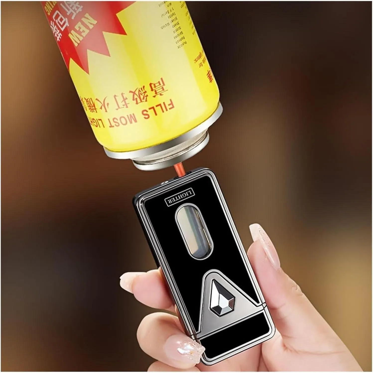 Vintage Jinshun Dual Jet Flame Torch Butane Lighter, Refillable Gas Windproof Lighter with Visible Fuel Window for Male Friends and Family (Butane Not Included)(Gold)
