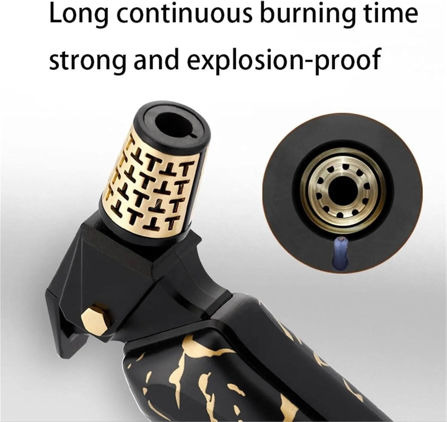 Vintage Metal Windproof Jet Flame Butane Lighter with Safety Lock, Adjustable Flame, Refillable Butane Gas Portable Lighters (Fuel Not Included)(Black 1)