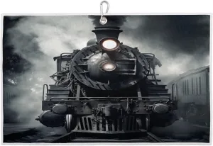 Vintage Train Golf Towel with Heavy Duty Carabiner Clip Quick Dry Ultra Absorbent Club Ball Cleaning Towel Golf Accessories for Men Women