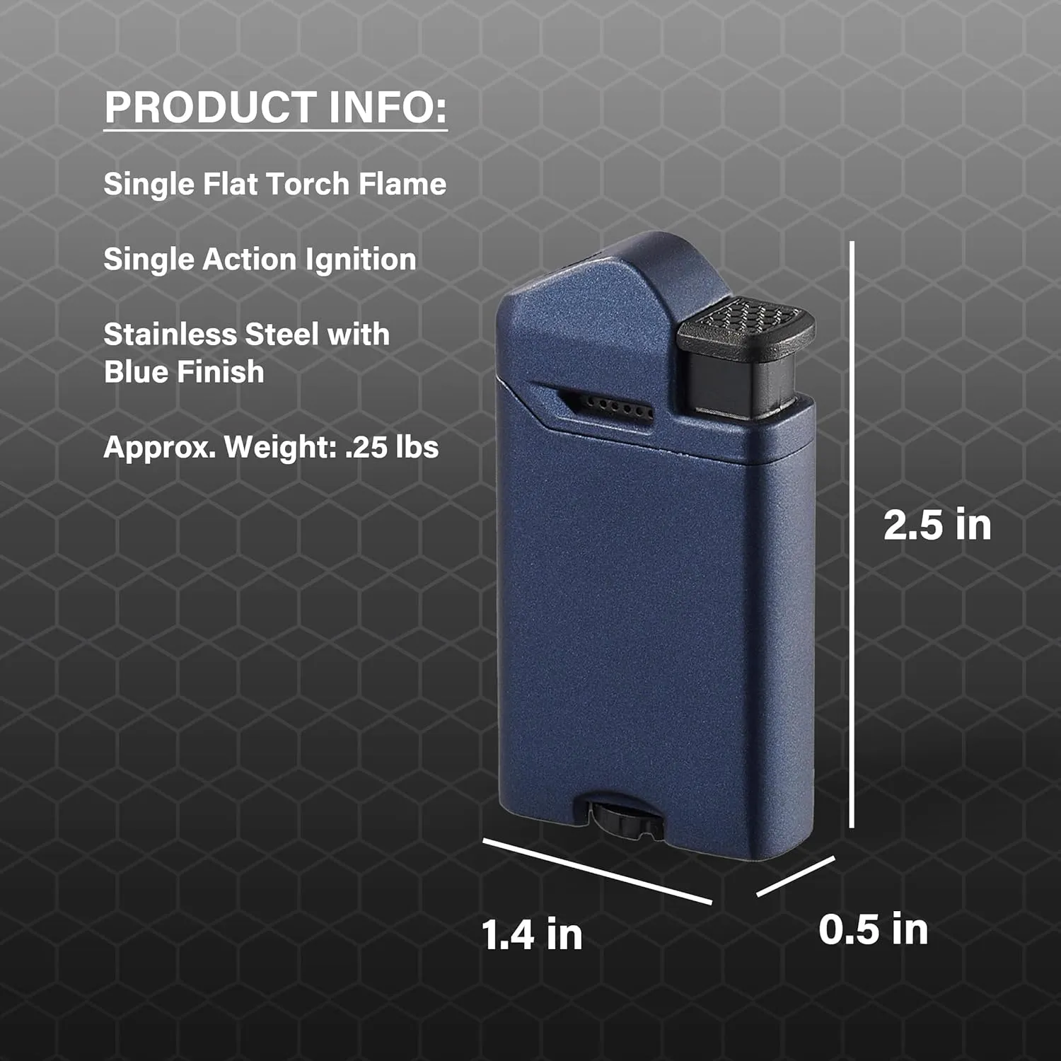 Visol Axis Torch Flat Flame Refillable Gas Butane Lighter, Fuel Window and Windproof Adjustable Flame (Shipped Without Butane)