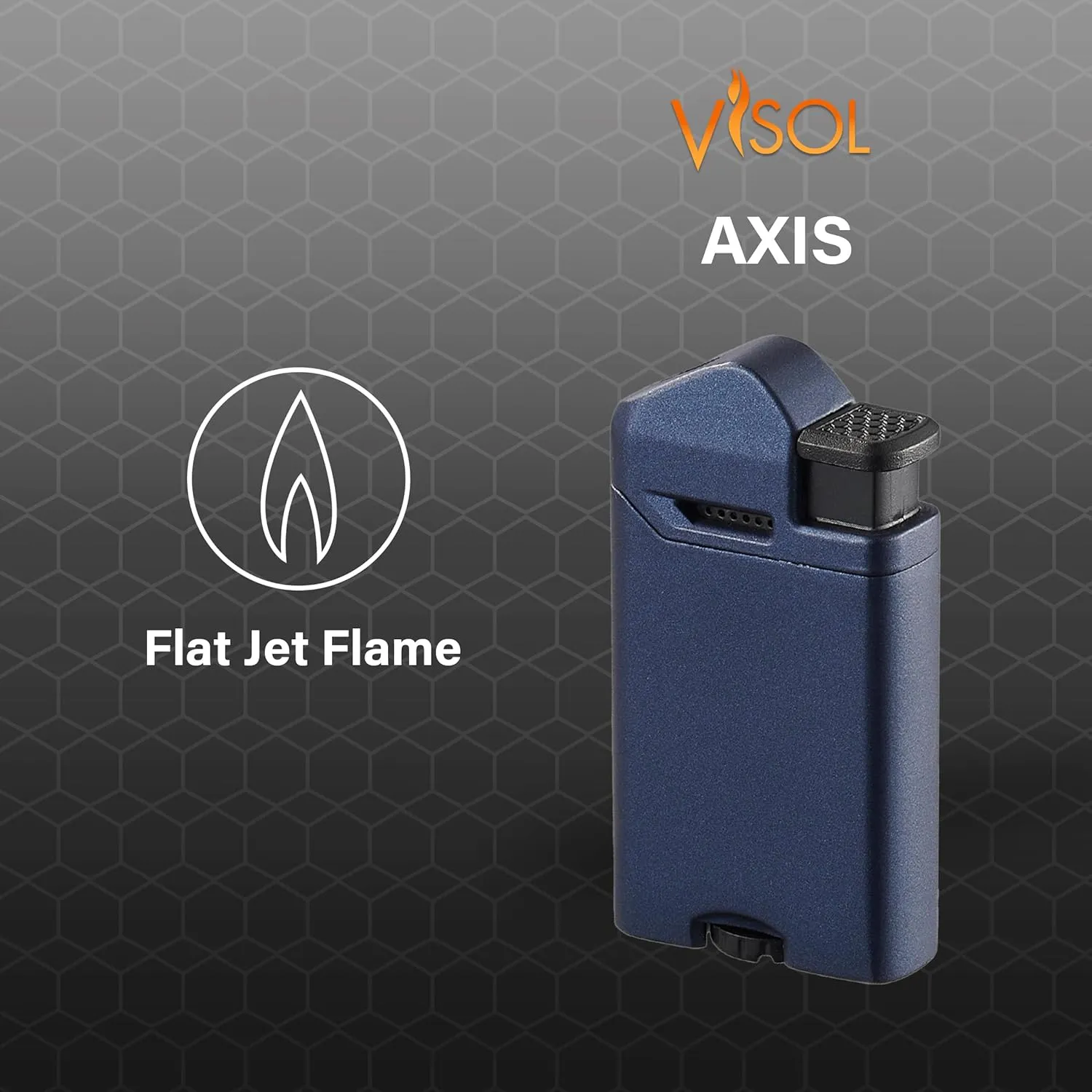 Visol Axis Torch Flat Flame Refillable Gas Butane Lighter, Fuel Window and Windproof Adjustable Flame (Shipped Without Butane)