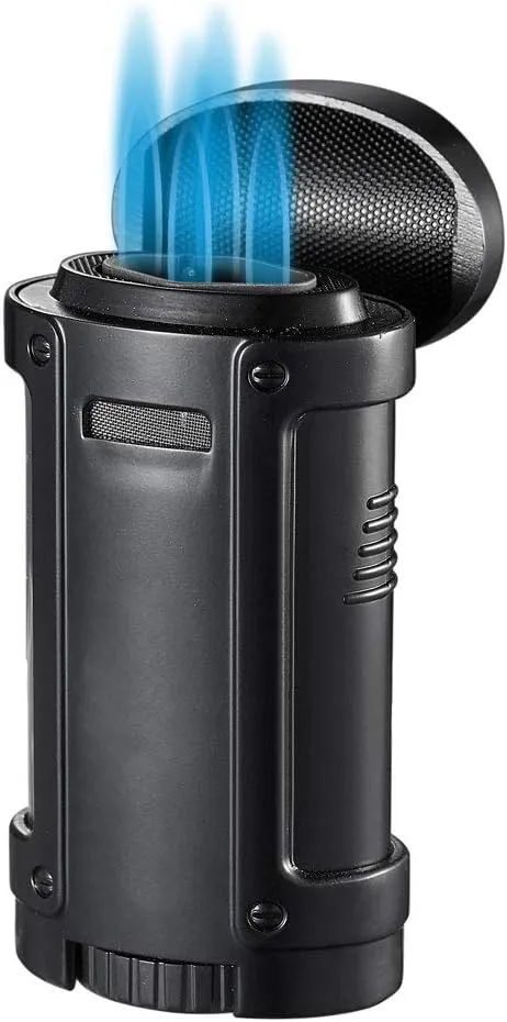 Visol Rhino Quad Butane Torch Flame Refillable Gas Lighter (Shipped Without Butane) (Black)