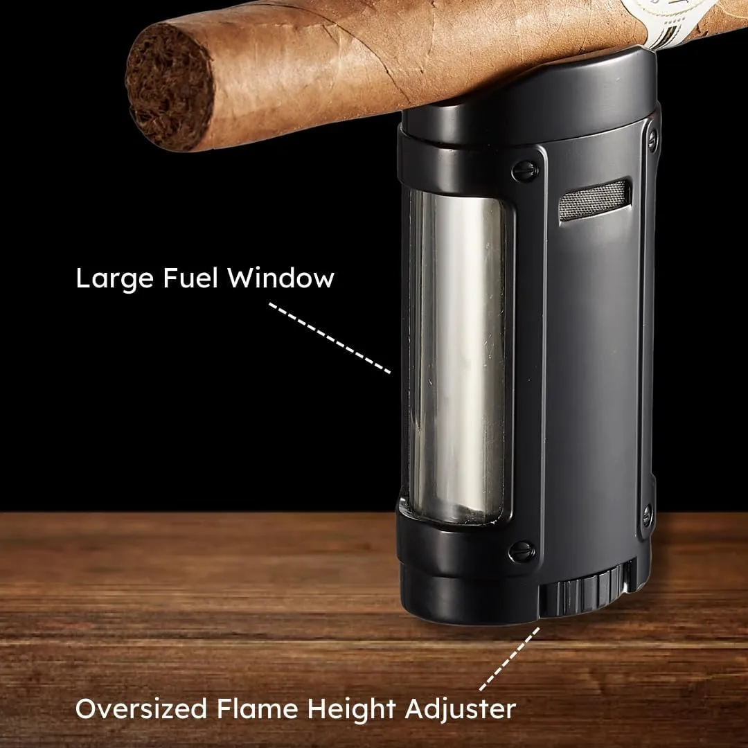 Visol Rhino Quad Butane Torch Flame Refillable Gas Lighter (Shipped Without Butane) (Black)