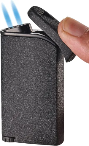 Visol Vista Butane Torch Lighter Double Flame Refillable Gas Lighter, Built-in Cigar Punch, Windproof Adjustable Flame Lighter (Shipped Without Butane)
