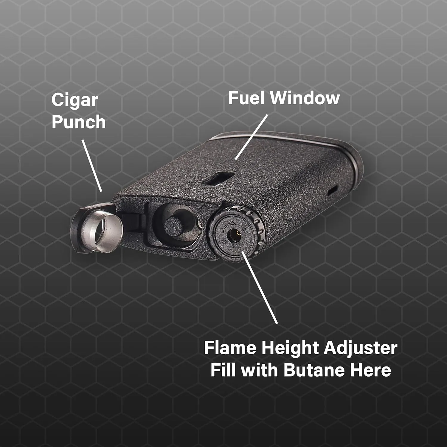 Visol Vista Butane Torch Lighter Double Flame Refillable Gas Lighter, Built-in Cigar Punch, Windproof Adjustable Flame Lighter (Shipped Without Butane)