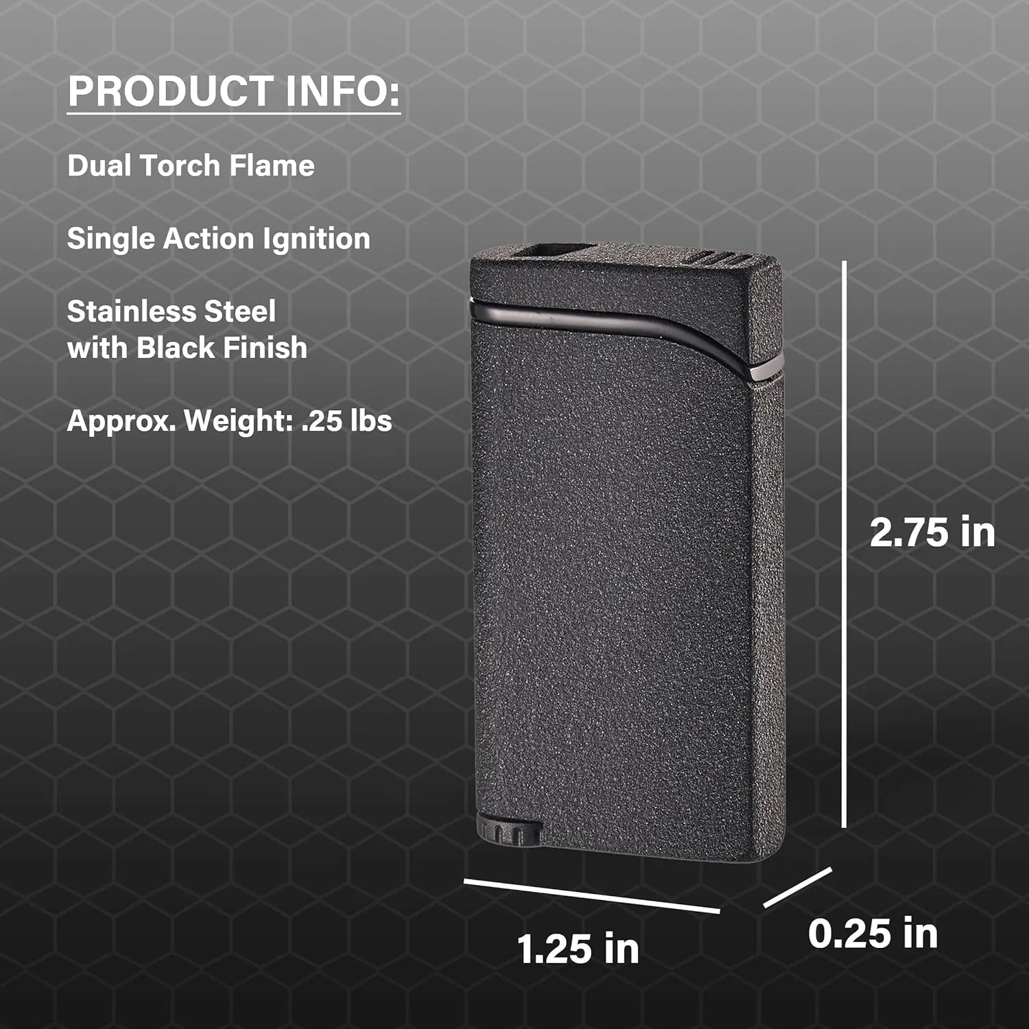 Visol Vista Butane Torch Lighter Double Flame Refillable Gas Lighter, Built-in Cigar Punch, Windproof Adjustable Flame Lighter (Shipped Without Butane)