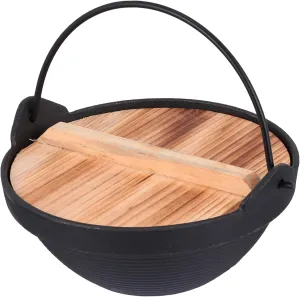 VOSAREA Personal Cast Iron Hot Pot Non-stick Easy to Clean Camping Cookware Outdoor Saucepan Stockpot