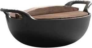 Wakauto Cast Iron Skillet No Coating Non Stick Cooking Pot with Ergonomic Handles Durable and Temperature Resistant for Outdoor Camping and Home Use
