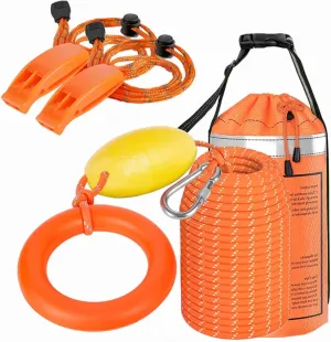 Water Rescue Throw Bag 98FT, 2000lb Strength Rescue Rope for Water Safety, Kayak Boat Fishing Gear, High-Visibility Emergency Tool