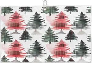 Watercolor Abstraction Christmas Trees Golf Towel with Heavy Duty Carabiner Clip Quick Dry Ultra Absorbent Club Ball Cleaning Towel Golf Accessories for Men Women