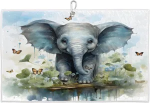 Watercolor Elephant Butterfly Flower Golf Towel with Heavy Duty Carabiner Ultra Absorbent Quick Dry Perfect for Cleaning Clubs Balls Gear Essential Golf Accessory for Men Women Kids