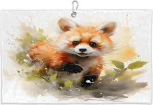 Watercolor Raccoons Golf Towel with Heavy Duty Carabiner Ultra Absorbent Quick Dry Perfect for Cleaning Clubs Balls Gear Essential Golf Accessory for Men Women Kids